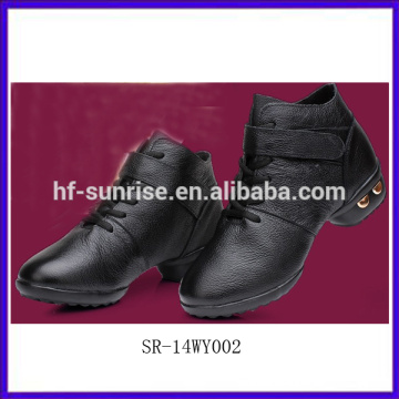 SR-14WY002 nuevos zapatos de cuero reales de la danza de salón de las mujeres zapatos baratos de la danza de la salsa de las señoras de la manera zapatos elegantes negros de la danza para la muchacha